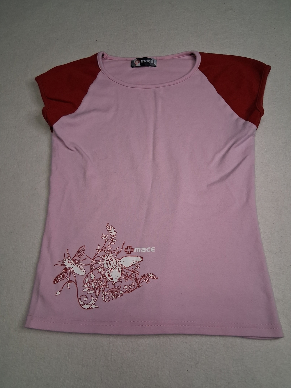 Mace Pink Short-Sleeve Raglan Tee with Red Sleeves